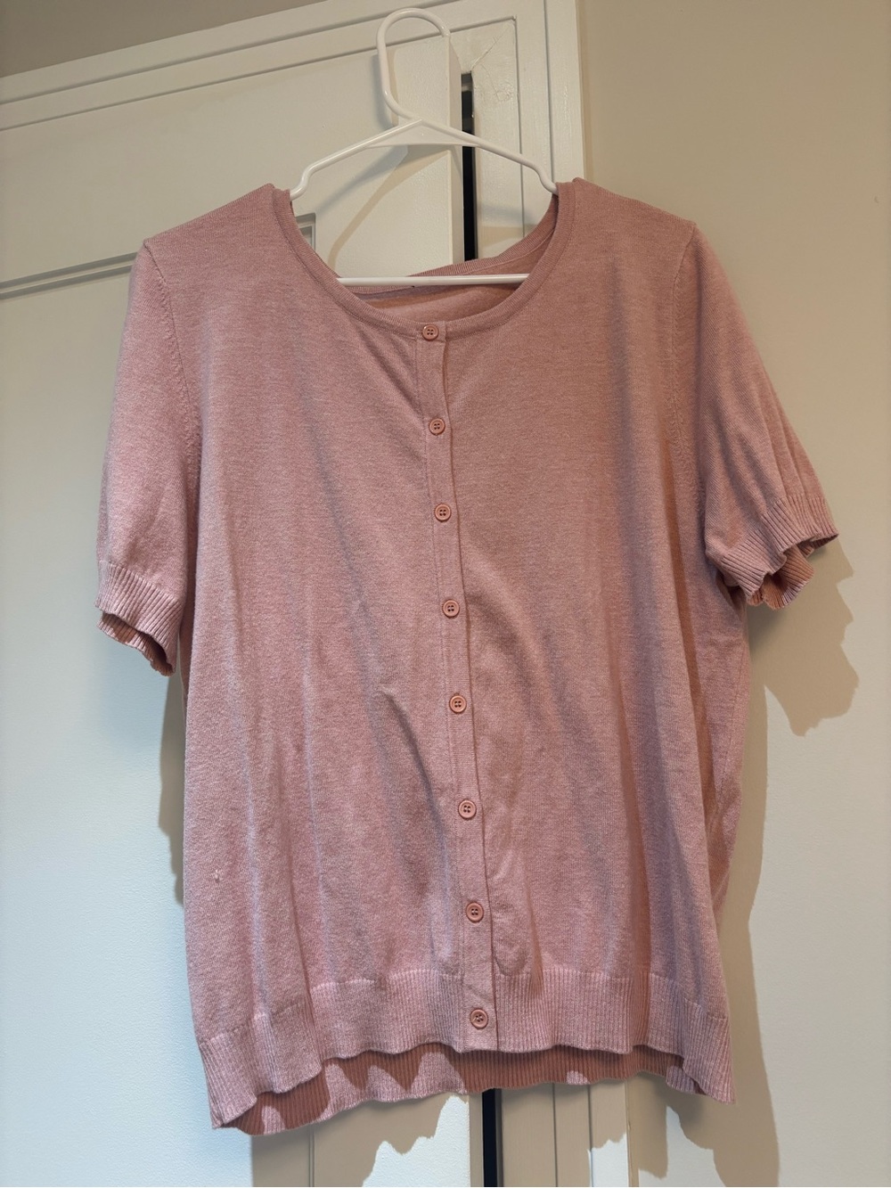 Source Unknown Dusty Pink Button-Front Short Sleeve Cardigan